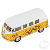 Ts - 5" Diecast Pull Back Vw Flower Power Bus 1:32