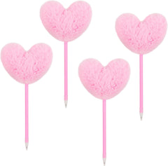 Pink Furry Heart Pens