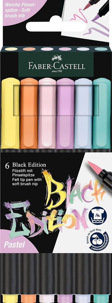 Felt Grip Brush Pen Black Edition 6ct Box