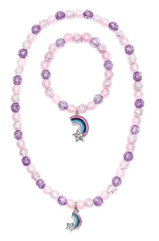 Purple Rainbow Necklace & Bracelet Set, 2pc, Assorted