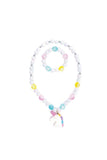 White Unicorn Necklace & Bracelet Set, 2pc
