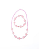 Pink Crystal Blooms Necklace & Bracelet Set, 2pc