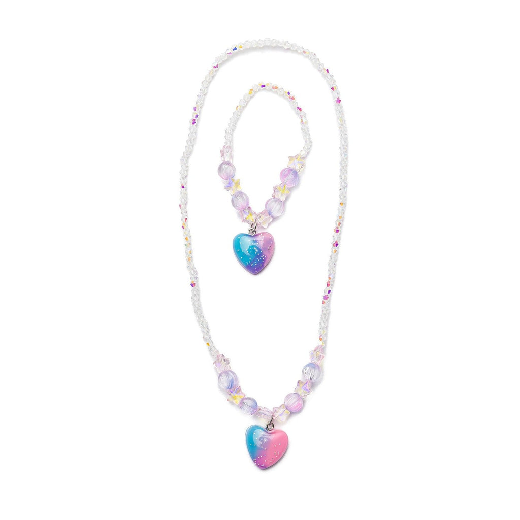 Galaxy Heart Necklace & Bracelet Set, 2pc