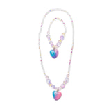 Galaxy Heart Necklace & Bracelet Set, 2pc