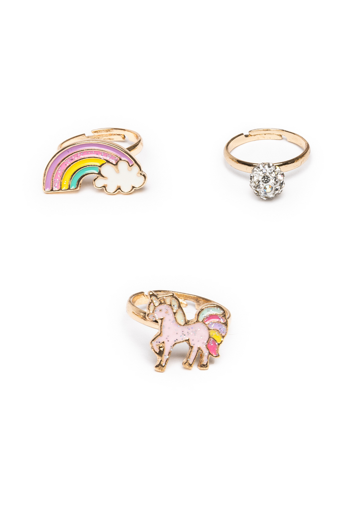 Boutique Unicorn Rainbow Rings, 3 pieces