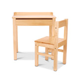 Wooden Lift-Top Desk & Chair-Honey