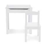 White - Wooden Lift-Top Desk & Chair