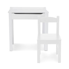 White - Wooden Lift-Top Desk & Chair