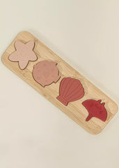 Ocean Puzzle on Wooden Plate
