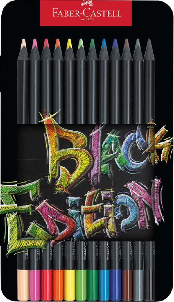 12ct Tin Color Pencils Black Edition