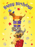 Stacked Dogs Card Tall Tri Fold