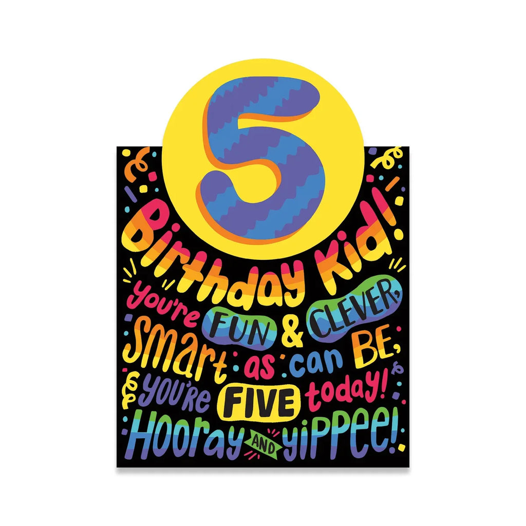 Age 5 Lettering Card Neon