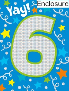 Age 6 Foil Gift Enclosure Card