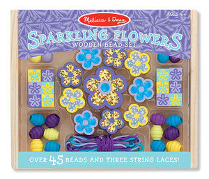 SPARKLING FLOWERS WOODEN BEAD SET