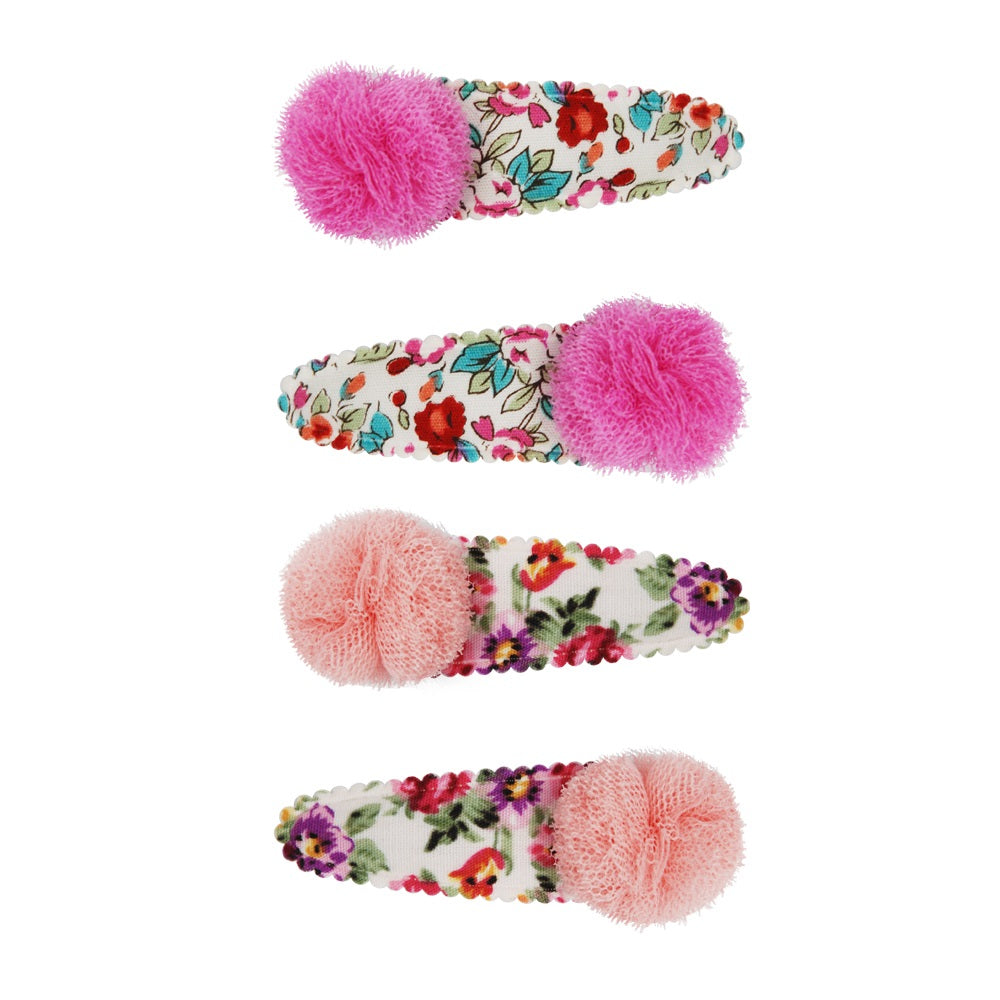 Floral Pom Pom Hairclip