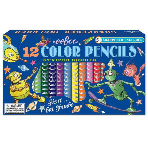 Robot 12 Striped Biggie Color Pencils