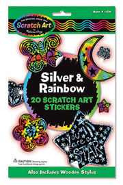 Silver & Rainbow Scratch Art Stickers
