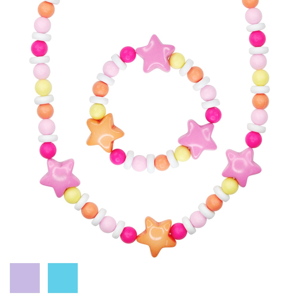 Matt Bead Star Necklace & Bracelet Set