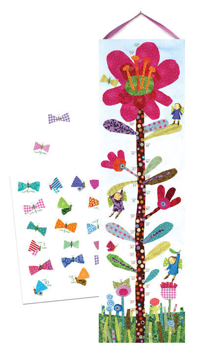 Growth Chart - Hot Pink Flower