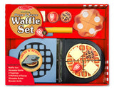 WOODEN PRESS & SERVE WAFFLE SET