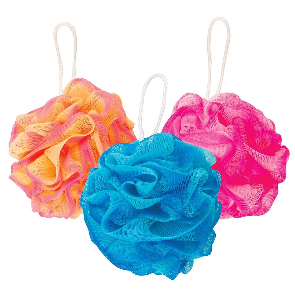 3 Poufs in Sparkle Bag Blue/Pink/Tangerine