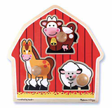 Barnyard Animals Jumbo Knob 3pc Wooden Puzzle