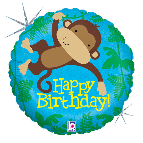 Holographic Monkey Buddy Birthday 18"