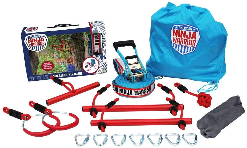 American Ninja Warrior Ninjaline - 34ft with 6 Hanging Obstacles